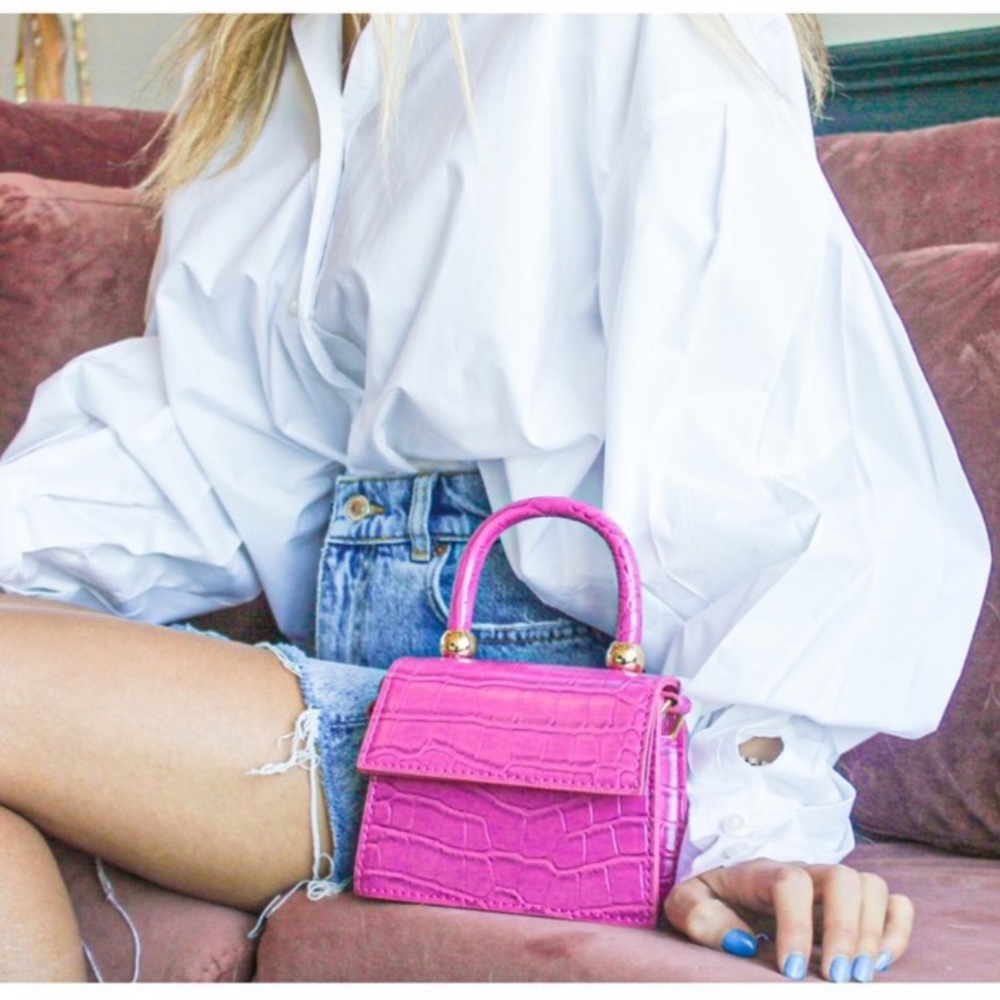 NWOT Bright Pink Leather Crossbody Small Purse